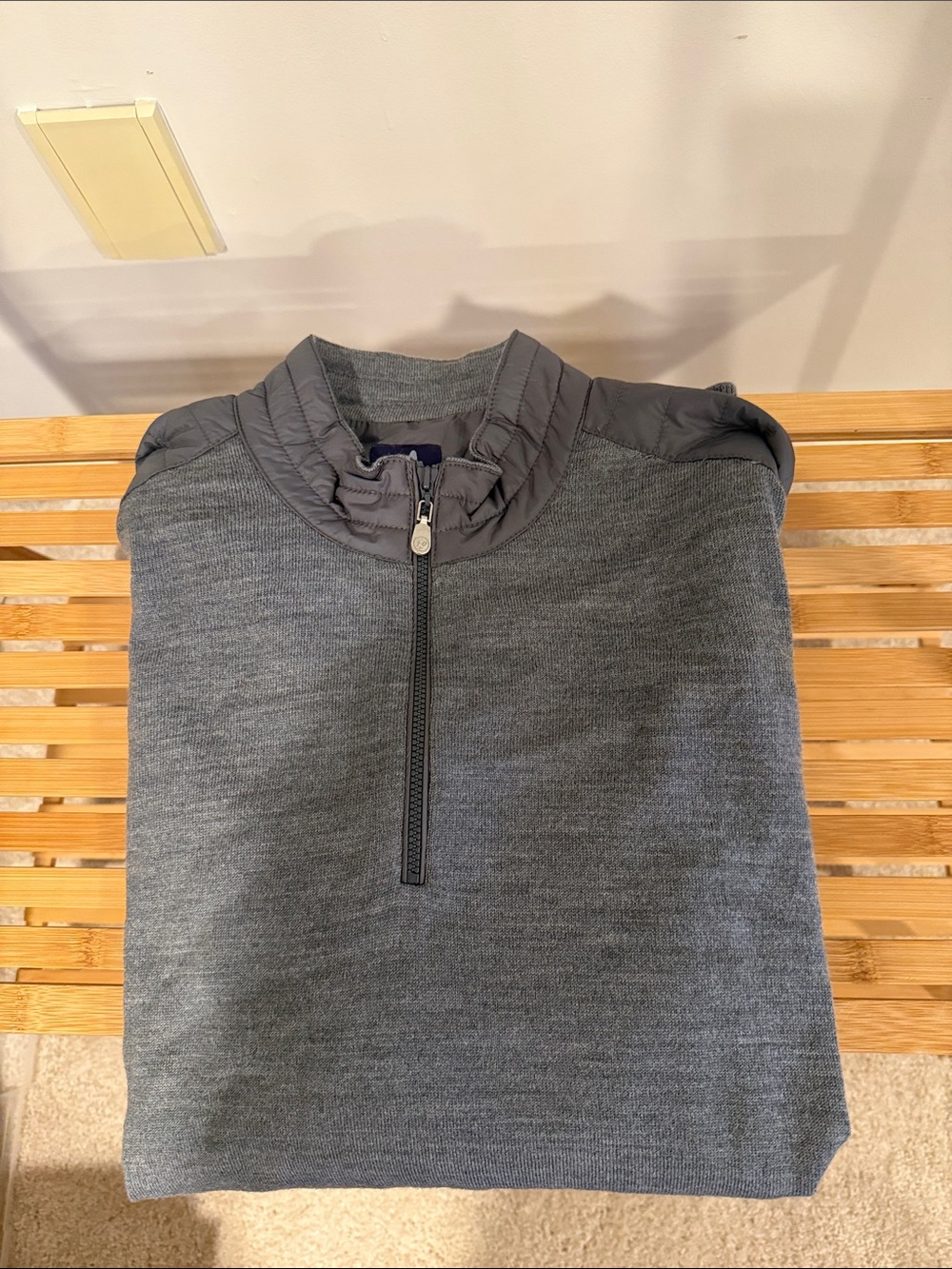 johnnie-O Men's Gray Half-Zip Quilted Collar Sweater